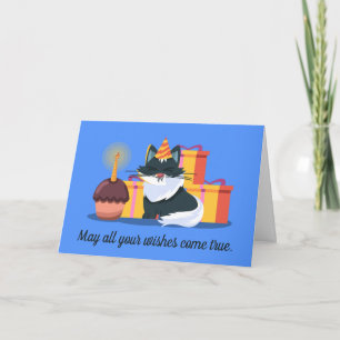 Cat, Cupcake, Presents Birthday Card