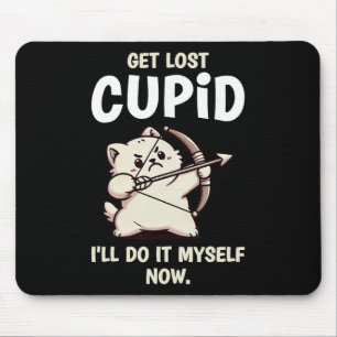 Cat Cupid Archer Funny Valentines Day Mouse Mat