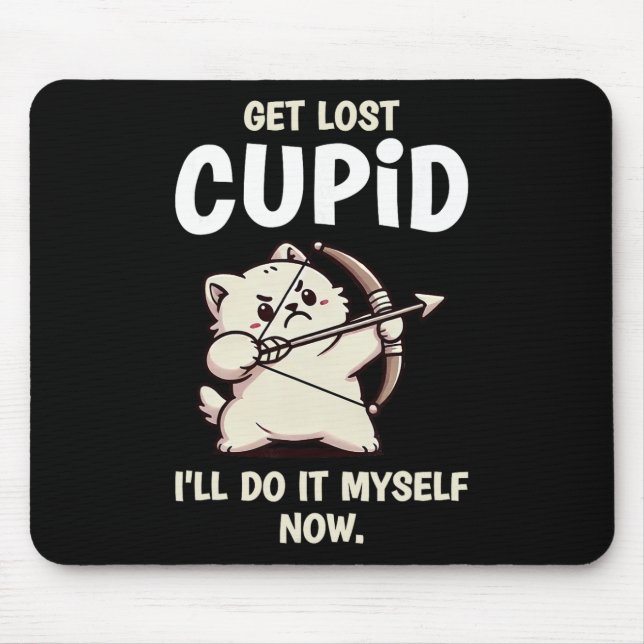 Cat Cupid Archer Funny Valentines Day  Mouse Mat (Front)