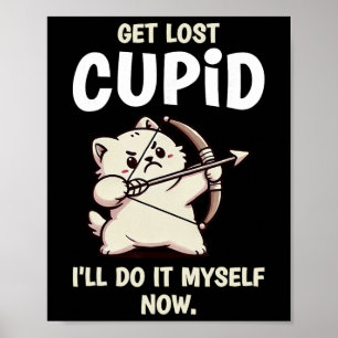 Cat Cupid Archer Funny Valentines Day Poster