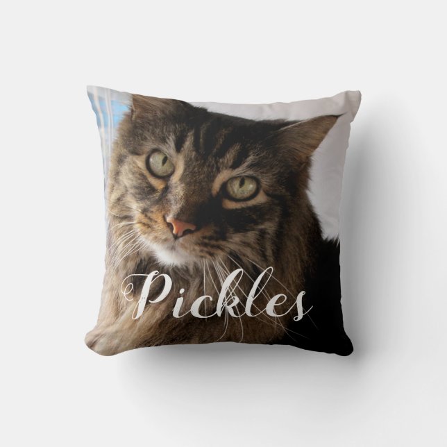 cat custom photo pillow add your own personalise (Front)