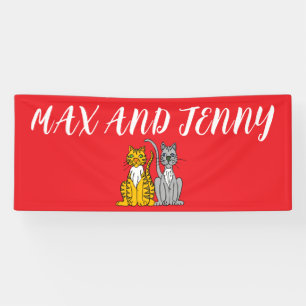 CAT CUSTOM VALENTINE'S DAY PARTY RED BANNER