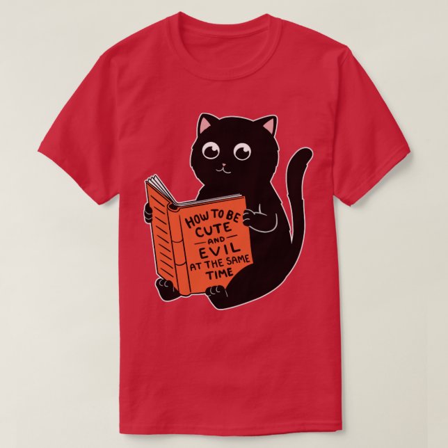 Cat cute and evil book T-Shirt (Design Front)
