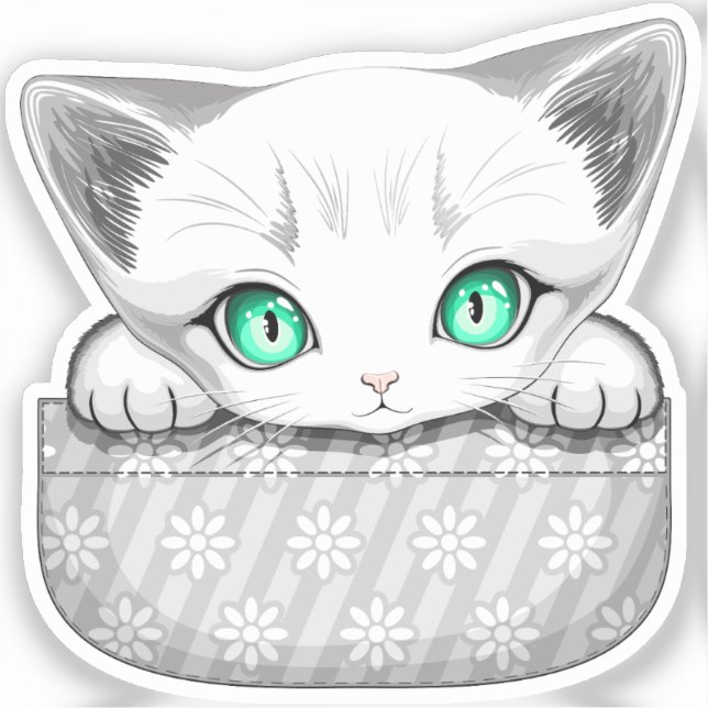 Cat Cute and Playful peaking from a Pocket (Front)