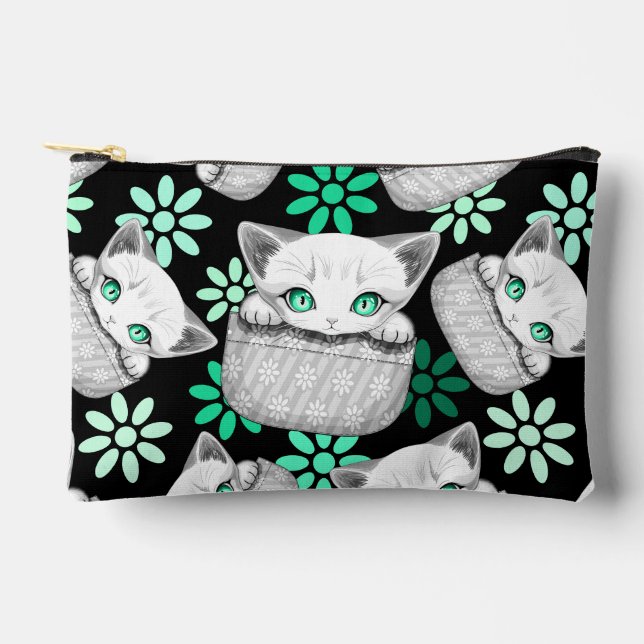 Cat Cute and Playful peaking from a Pocket Accessory Pouch (Front)