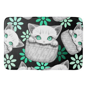 Cat Cute and Playful peaking from a Pocket Bath Mat