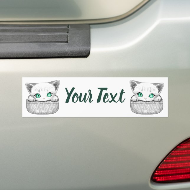 Cat Cute and Playful peaking from a Pocket Bumper Sticker (On Car)