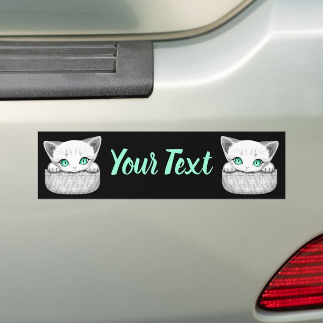 Cat Cute and Playful peaking from a Pocket Bumper Sticker (On Car)