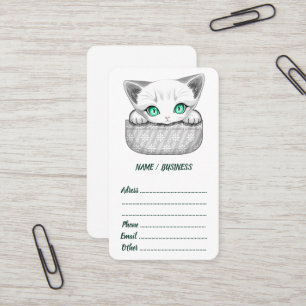 Cat Cute and Playful peaking from a Pocket Business Card