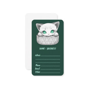 Cat Cute and Playful peaking from a Pocket Business Card
