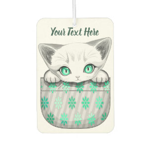 Cat Cute and Playful peaking from a Pocket Car Air Freshener