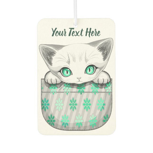 Cat Cute and Playful peaking from a Pocket Car Air Freshener (Front)