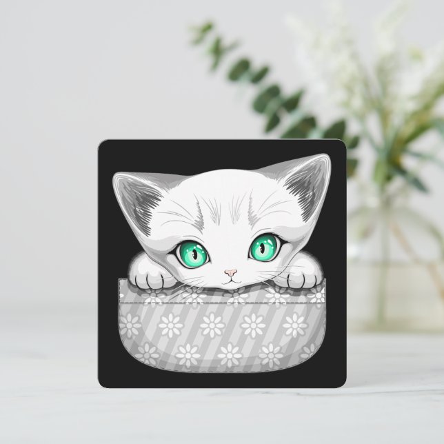 Cat Cute and Playful peaking from a Pocket Card (Standing Front)