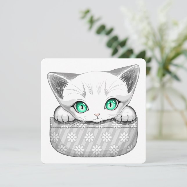 Cat Cute and Playful peaking from a Pocket Card (Standing Front)