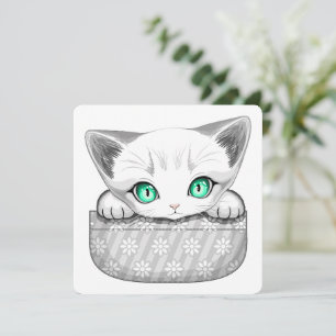 Cat Cute and Playful peaking from a Pocket Card