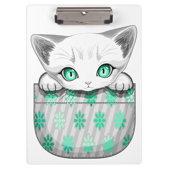 Cat Cute and Playful peaking from a Pocket Clipboard (Front)