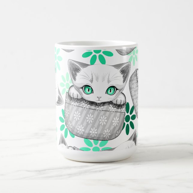Cat Cute and Playful peaking from a Pocket Coffee Mug (Center)