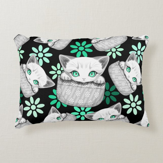 Cat Cute and Playful peaking from a Pocket Decorative Cushion (Front)