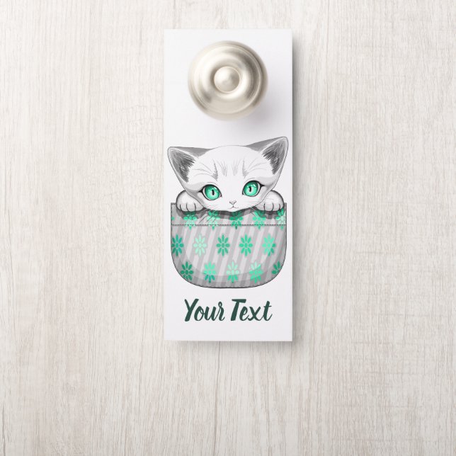 Cat Cute and Playful peaking from a Pocket Door Hanger (On Knob)