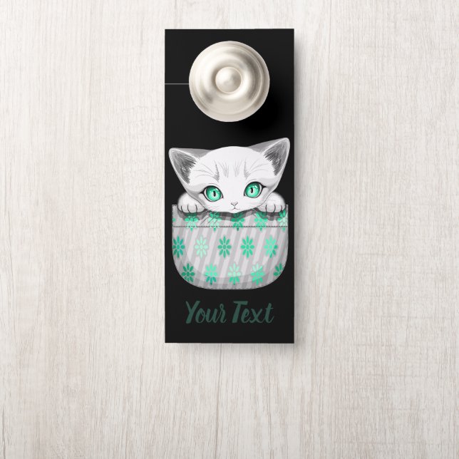 Cat Cute and Playful peaking from a Pocket Door Hanger (On Knob)