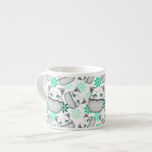 Cat Cute and Playful peaking from a Pocket Espresso Cup