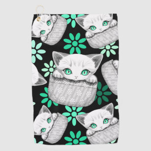 Cat Cute and Playful peaking from a Pocket Golf Towel