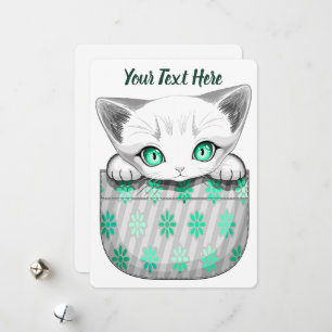 Cat Cute and Playful peaking from a Pocket Holiday Card