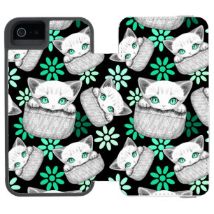 Cat Cute and Playful peaking from a Pocket Incipio Watson™ iPhone 5 Wallet Case