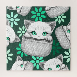 Cat Cute and Playful peaking from a Pocket Jigsaw Puzzle