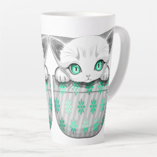 Cat Cute and Playful peaking from a Pocket Latte Mug