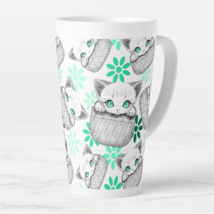 Cat Cute and Playful peaking from a Pocket Latte Mug