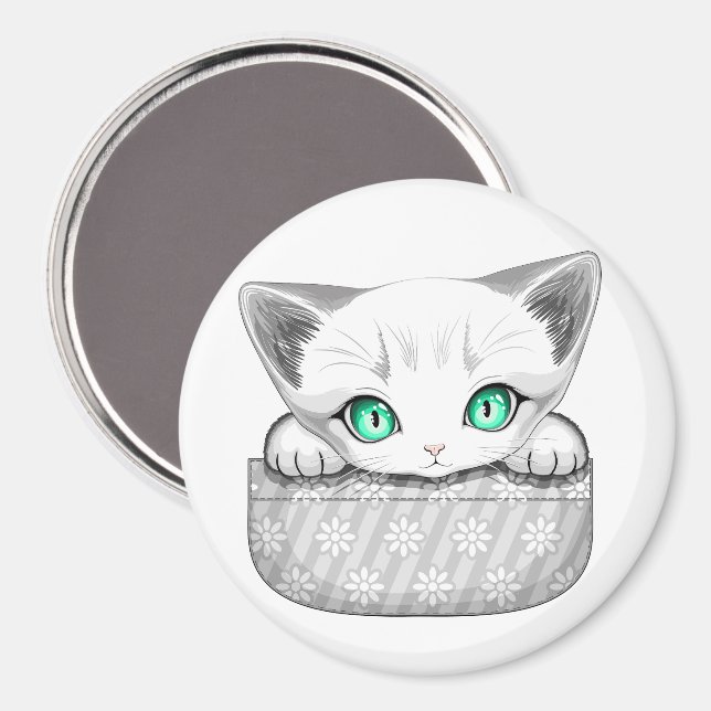 Cat Cute and Playful peaking from a Pocket Magnet (Front/Back)
