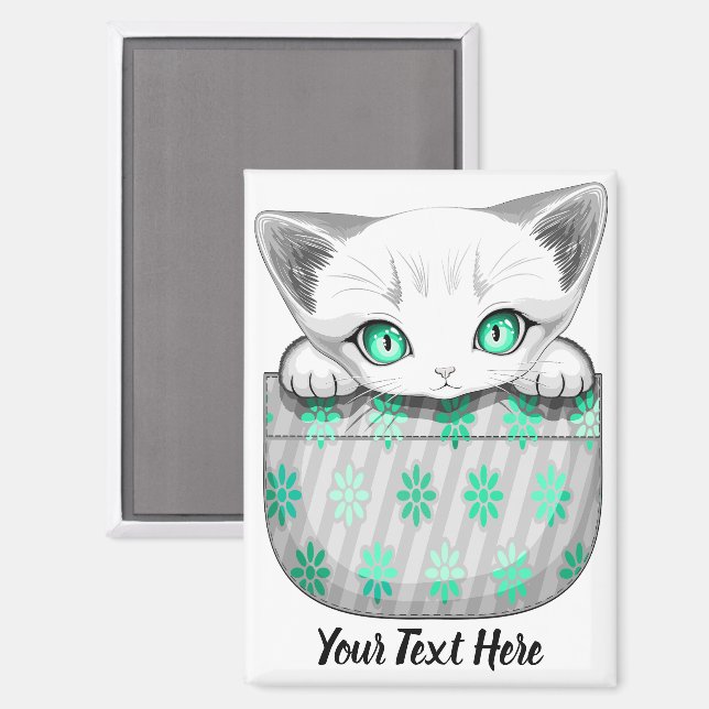 Cat Cute and Playful peaking from a Pocket Magnet (Front/Back)