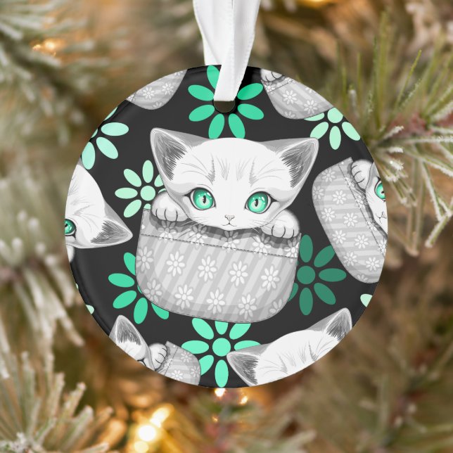 Cat Cute and Playful peaking from a Pocket Ornament (Tree)