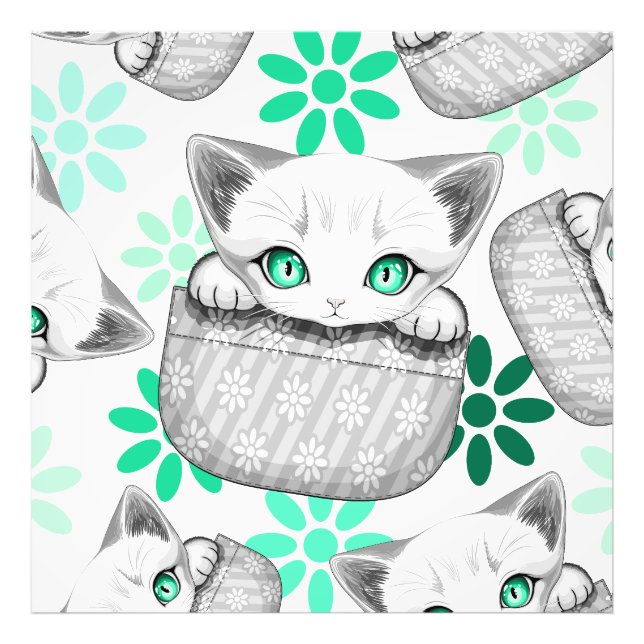 Cat Cute and Playful peaking from a Pocket Photo Print (Front)