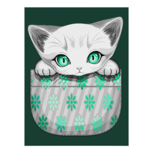 Cat Cute and Playful peaking from a Pocket Poster