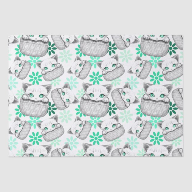 Cat Cute and Playful peaking from a Pocket Tissue Paper (Front)