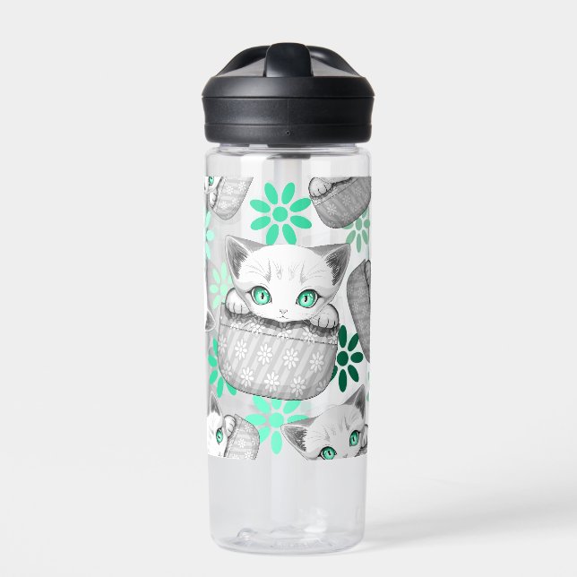 Cat Cute and Playful peaking from a Pocket Water Bottle (Front)
