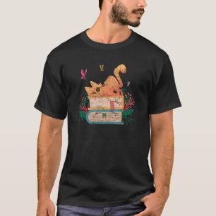 Cat Cute Book Plant Flower Book Cat Kitty Kitten T-Shirt