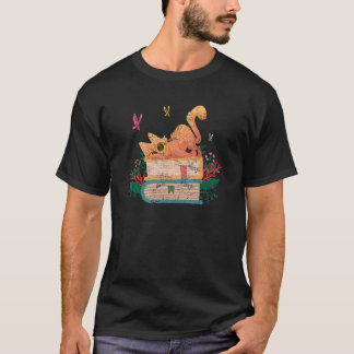 Cat Cute Book Plant  Flower Book  Cat Kitty Kitten T-Shirt