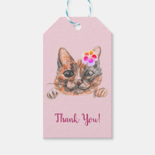 Cat Cute Drawing  Gift Tag