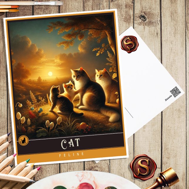 Cat | Cute Family Vintage Animal Postcard (Creator Uploaded)
