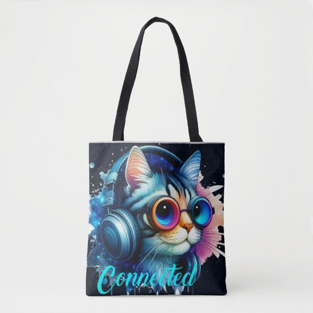 cat cute funny cool cartoon pets anime tote bag (Front)