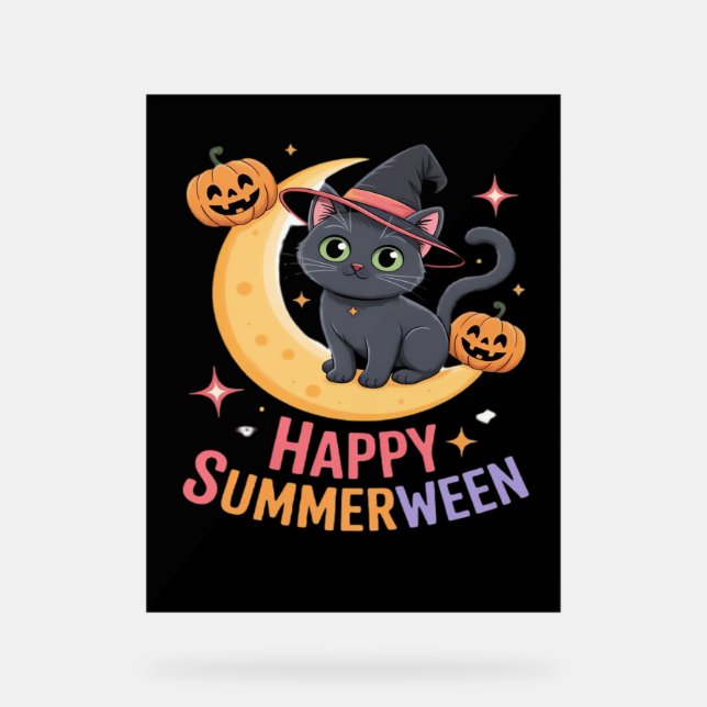 Cat Cute Halloween Aesthetic Essential T-Shirt Acrylic Sign (Front)