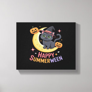 Cat Cute Halloween Aesthetic Essential T-Shirt Canvas Print