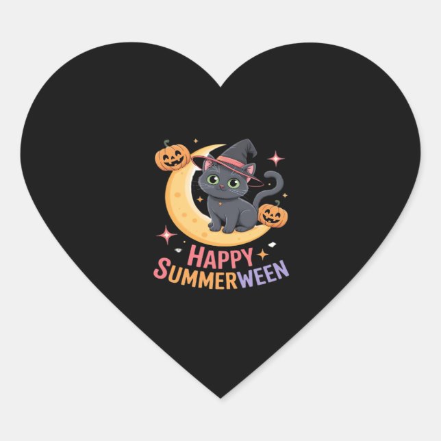 Cat Cute Halloween Aesthetic Essential T-Shirt Heart Sticker (Front)