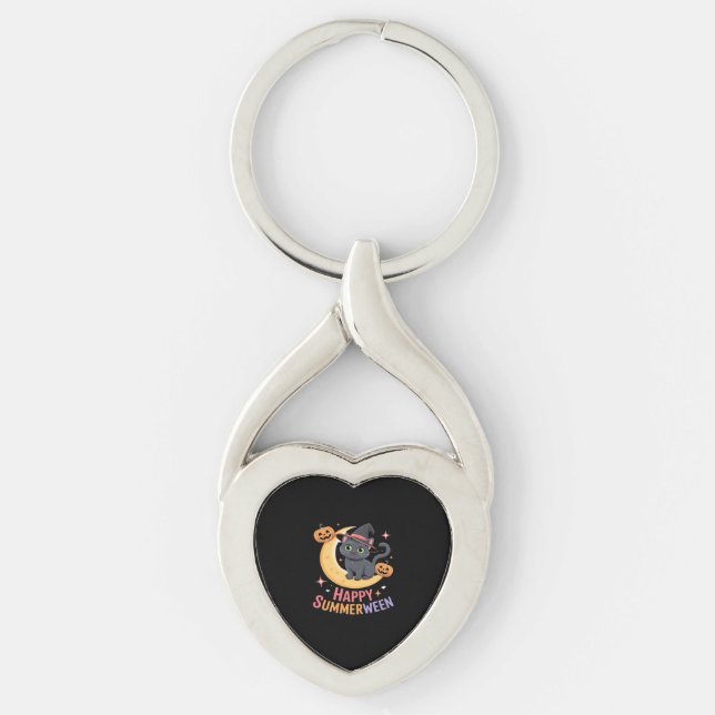 Cat Cute Halloween Aesthetic Essential T-Shirt Key Ring (Front)