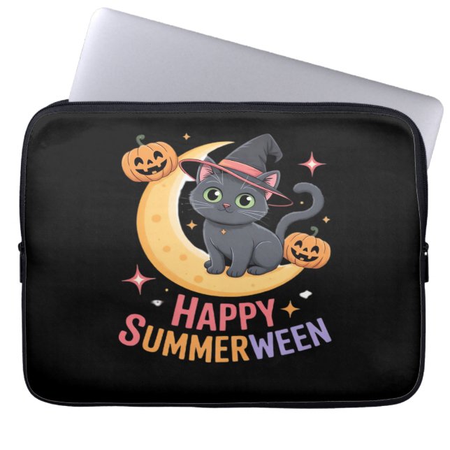 Cat Cute Halloween Aesthetic Essential T-Shirt Laptop Sleeve (Front)