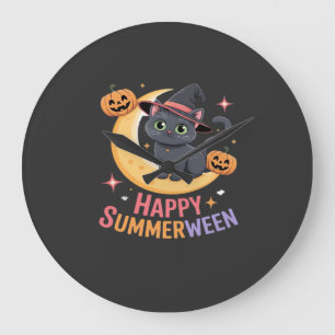 Cat Cute Halloween Aesthetic Essential T-Shirt Large Clock