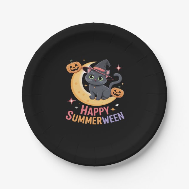 Cat Cute Halloween Aesthetic Essential T-Shirt Paper Plate (Front)
